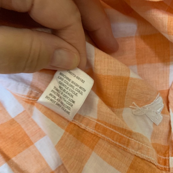 Women’s Pendleton Orange And White Plaid Button Up Blouse 🌴 - Picture 6 of 8